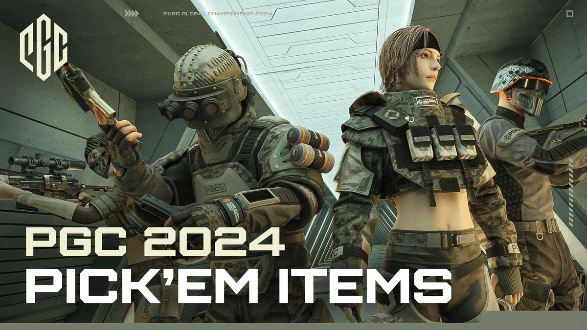 The #Pickem Challenge for the #PUBG Global Championship is here! 😍🪖 Full Info: 🗓️ Item Sales: 13-21 Dec 00:00 UTC (PC) 🗳️ Vote: 13-21Dec 08:00 UTC ✔️ PUBG Esports Tab ✔️ PGC 2024 Items ✔️ Pick'em Challenge Schedule &amp; Details &amp; Rewards #PUBGEsports