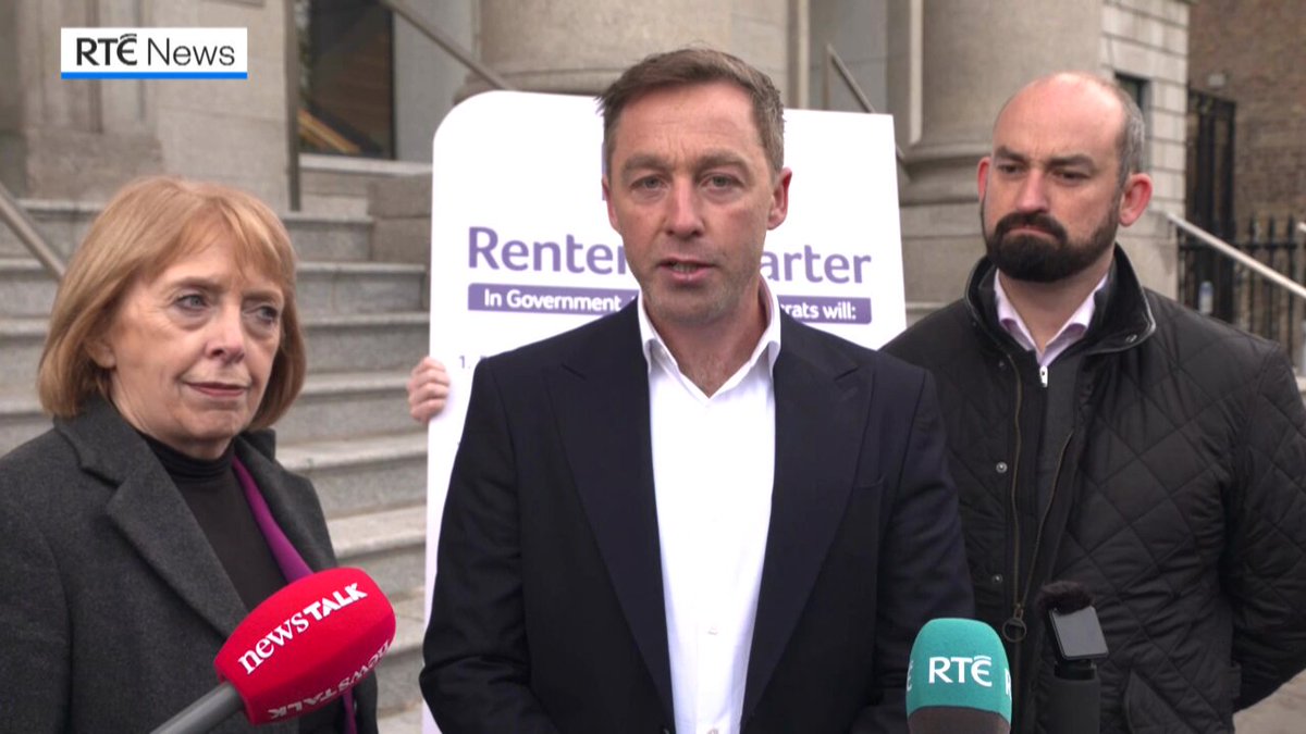 The Social Democrats has published a 10-point renters charter. The party is calling for a 3-year rent freeze, a ban on no-fault evictions and a ban on the bulk purchase of all homes - houses and apartments