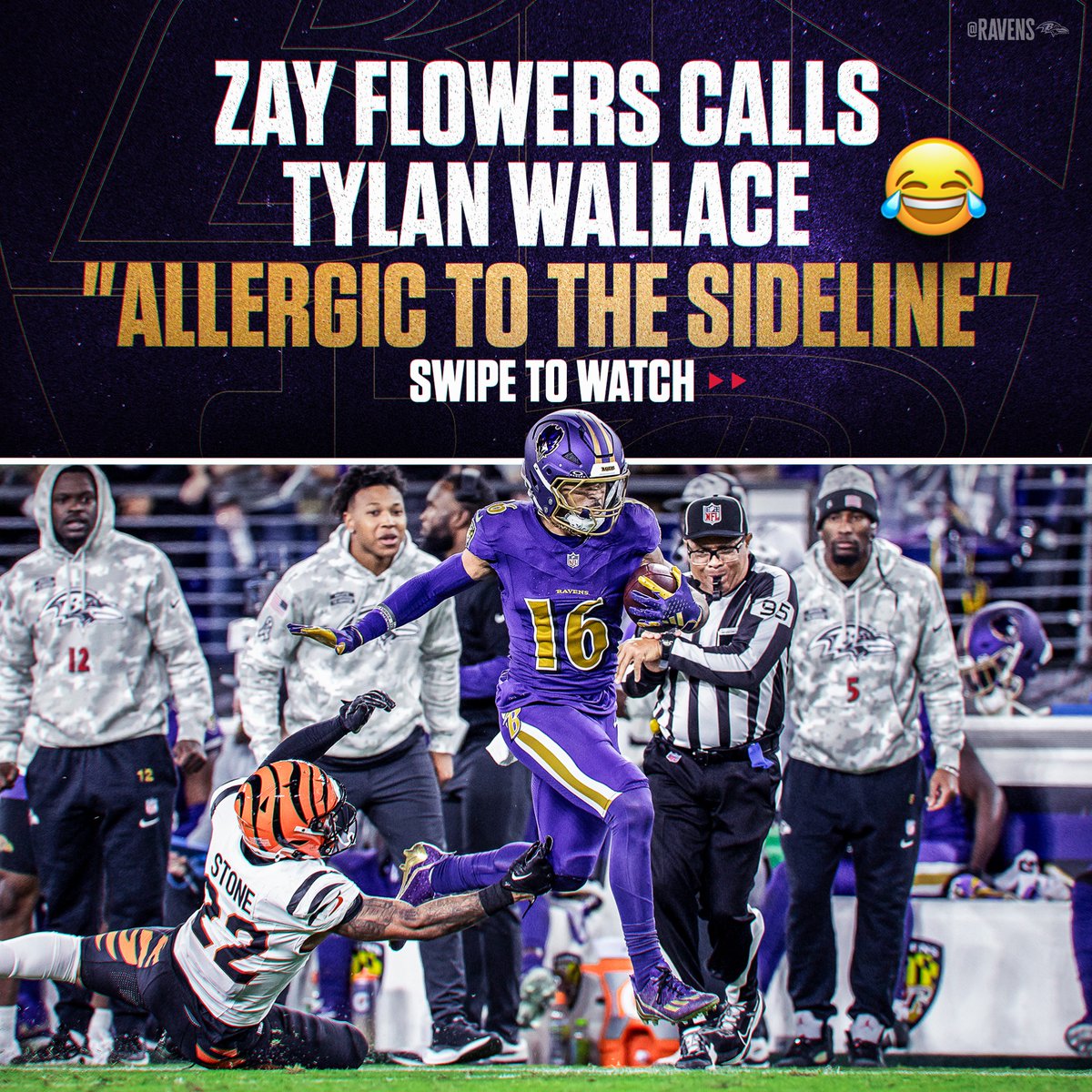 "Tylan Wallace allergic to the sideline" zay flowers 😂🔥