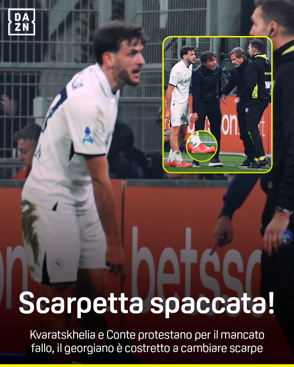 Scarpetta spaccata 👟❌ Fallo di Mkhitaryan non fischiato: Kvaratskhelia e Conte protestano così: 😡🔥 🎤 Tommaso Turci Bordocam #InterNapoli è disponibile ora su #DAZN! 📲