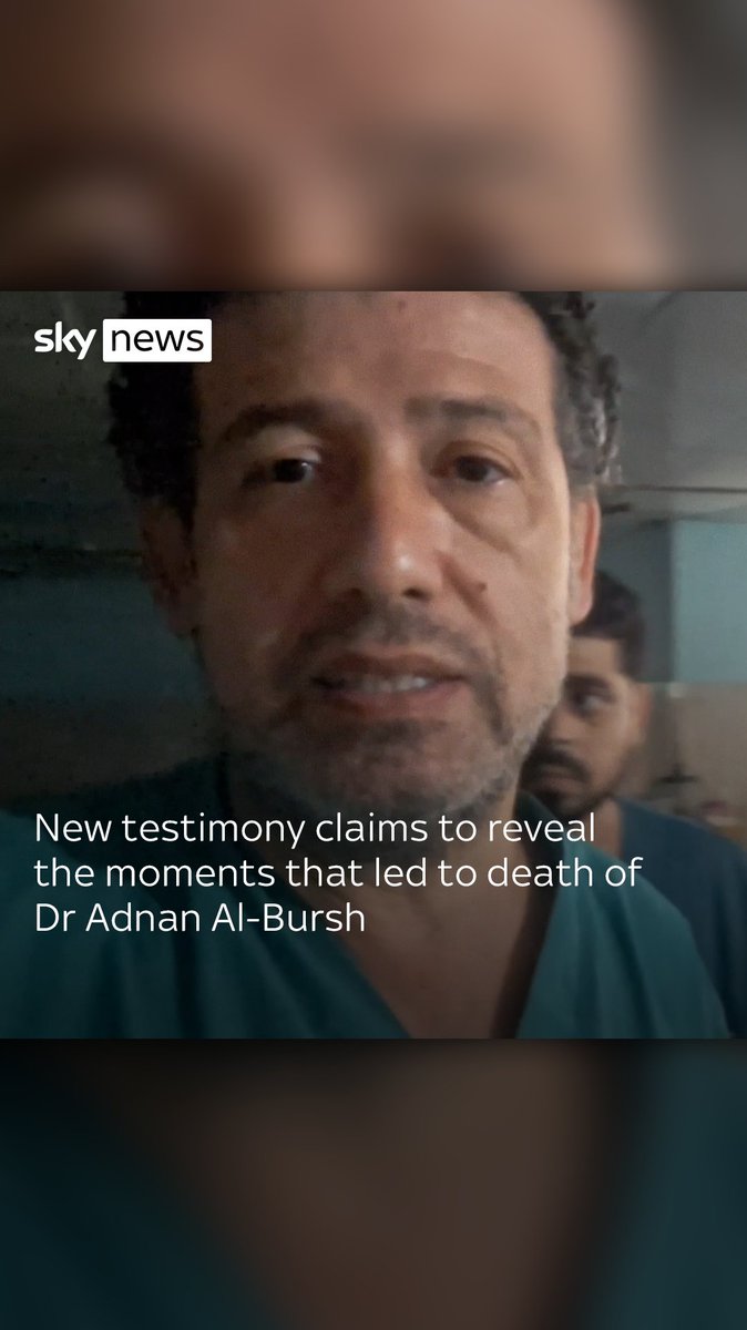 The final moments of Palestinian Doctor Adnan Al-Bursh's life have been revealed through claims made in new testimony by an inmate at the Israeli prison where he died. Sky’s John Sparks has been speaking to those who saw him in his final days. ➡️