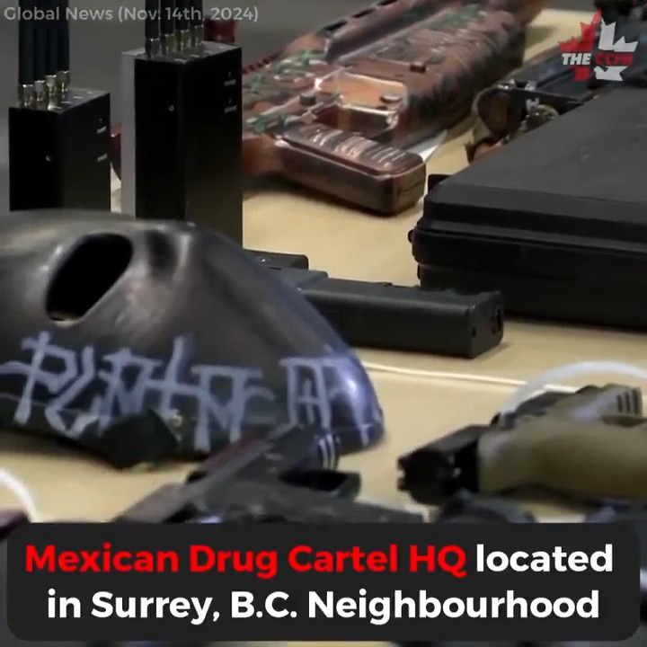 #WATCH: B.C. RCMP arrested 3 people after a heavily fortified, multi-million dollar home was found to be operating as a Mexican Drug Cartel Headquarters in Surrey. Police seized 23 illicit guns, ammo, drugs and passports, but all suspects were released without charges. #cdnpoli