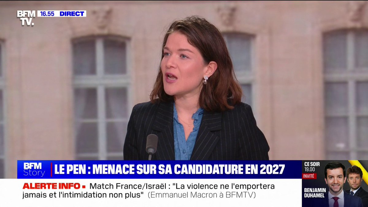 Peine d'inéligibilité requise contre Marine Le Pen: "Je trouve ça choquant de demander à un tribunal de ne pas appliquer quelque chose qui est inscrit dans la loi", réagit Inès Bernard (Anticor)