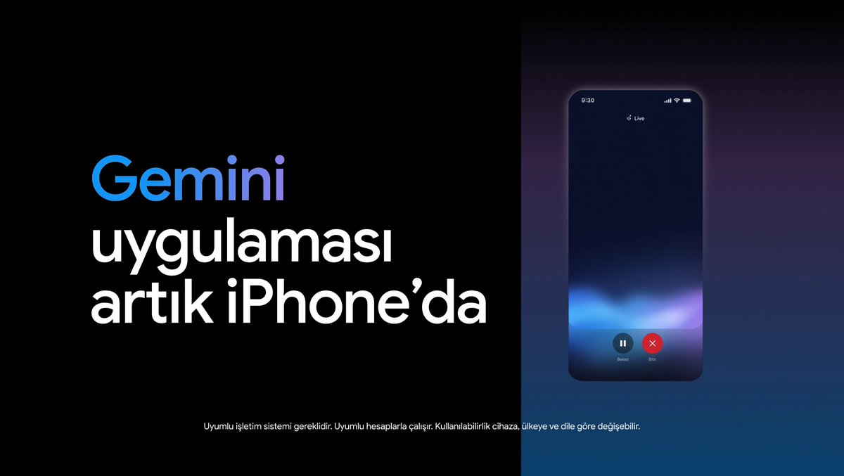 Gemini artık iPhone’da. ✨ App Store’dan indirebilirsin.