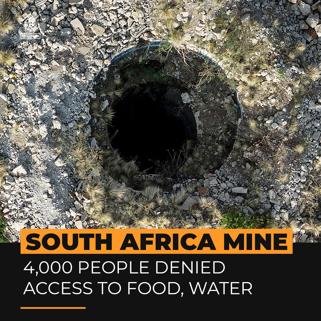 South African authorities are denying deliveries of food, water, and other basics to an estimated 4,000 people who are underground in an illegal gold mine.
