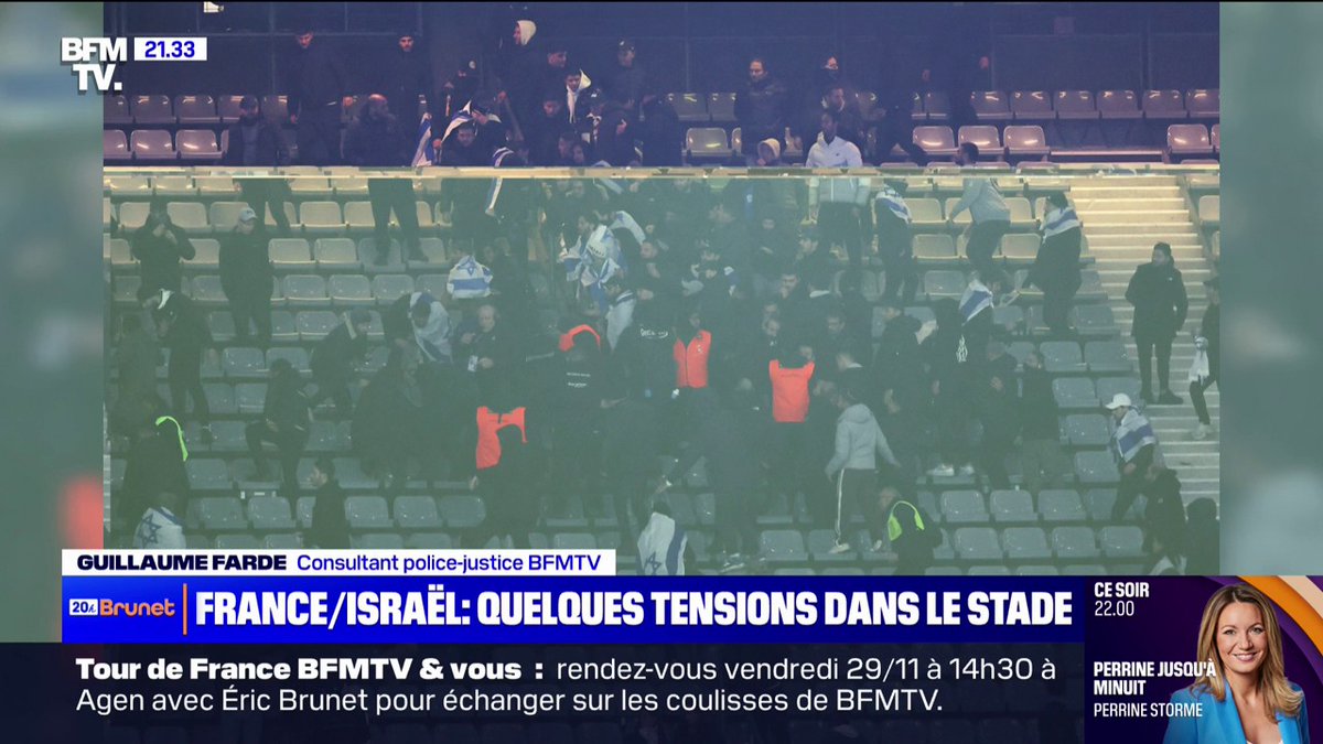 🇫🇷🇮🇱 FLASH | Il n’y a pas eu de rixe "à proprement parler" au Stade de France, selon un consultant police-justice sur BFM TV.