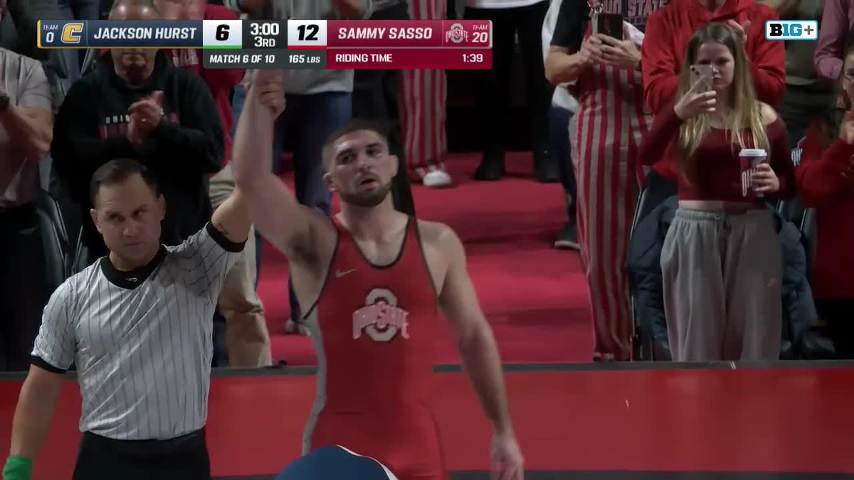 "A win 607 days in the making!" 🗣️ The Savage is officially back for the Ohio State Wrestling with his win tonight 🤩 #B1GWrestling on B1G+ 💻