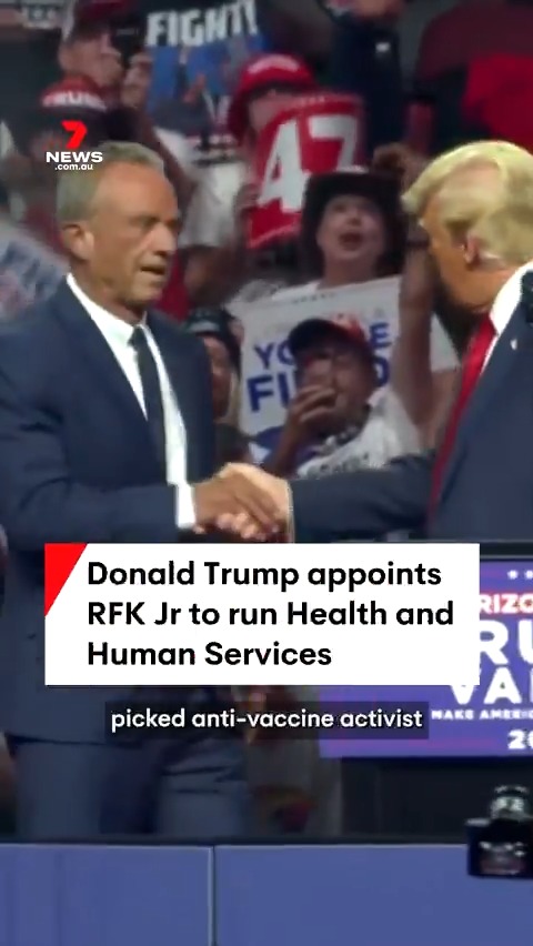 US President-elect Donald Trump has selected anti-vaccine activist Robert F Kennedy Jr to lead the Department of Health and Human Services. #USelection #7NEWS