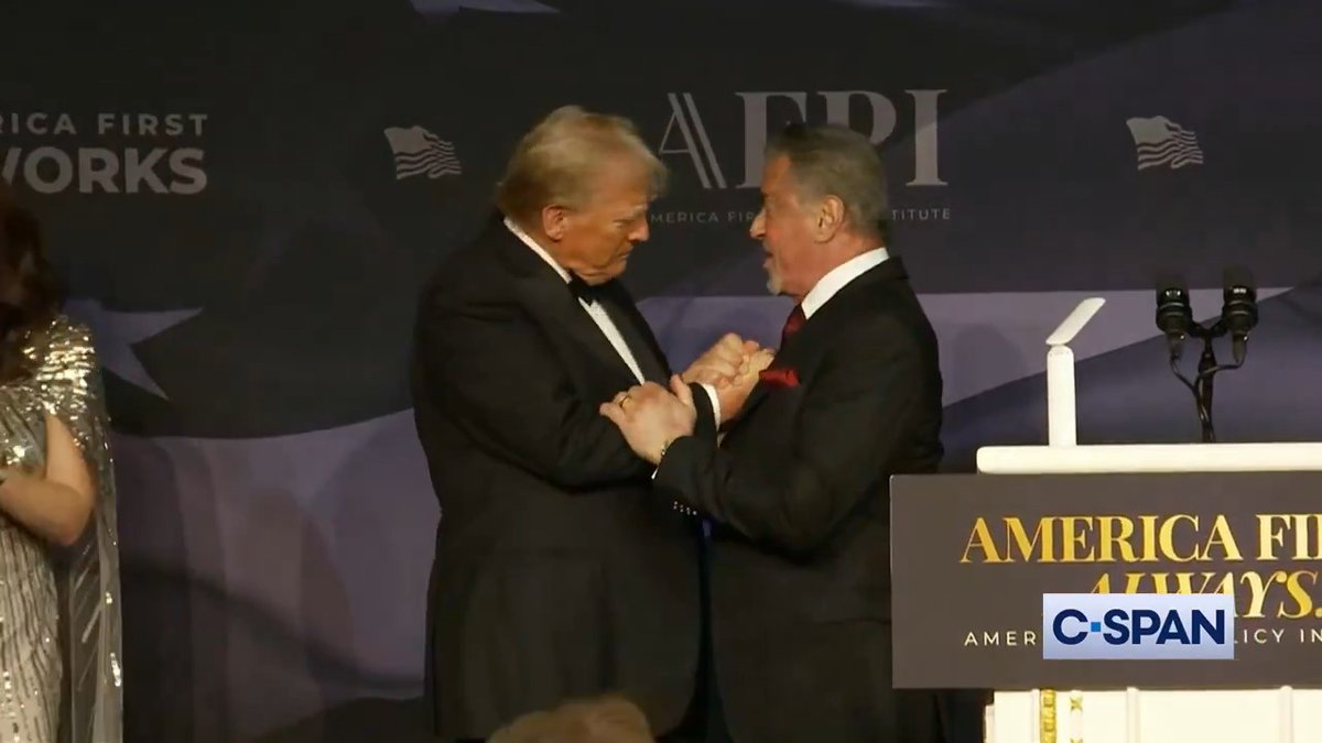 Sylvester Stallone (@theslystallone) introduces President-elect Trump at the America First Policy Institute Gala.