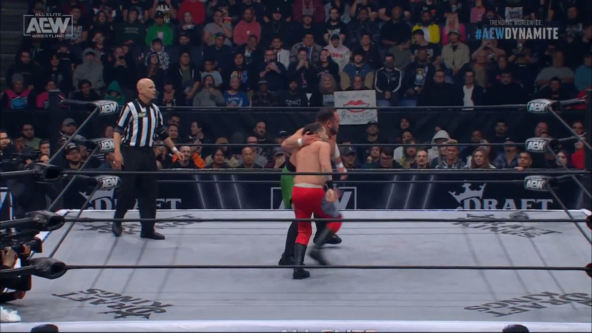 1 year ago today: Jon Cruz became a meme legend when Samoa Joe "noped" away from his top rope dive on Dynamite! #AEW Viper Perabo 🇵🇷🐍👑