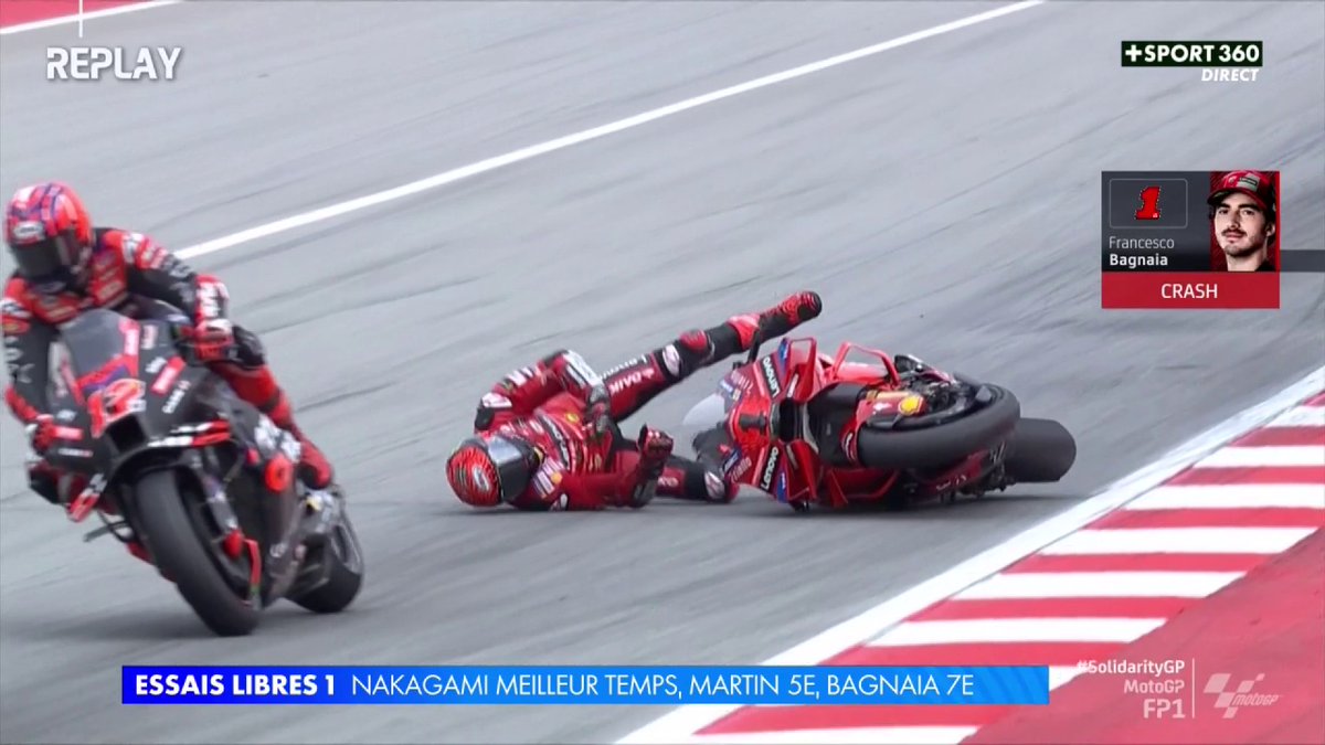 Chute étrange de Francesco Bagnaia en fin de séance 🤔 #SolidarityGP | #MotoGP