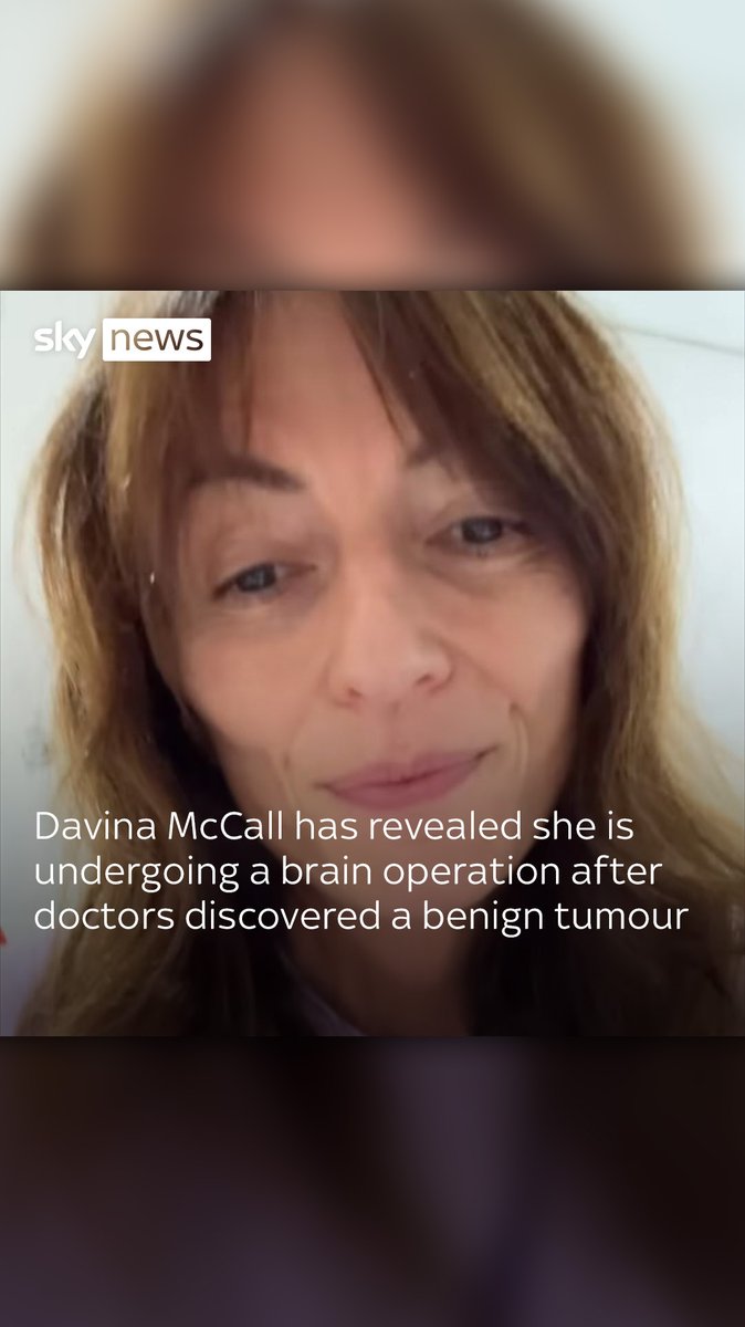 Davina McCall has revealed she is undergoing a brain operation after doctors discovered a benign tumour. The 57-year-old television presenter said in a video posted on Instagram that the tumour was a colloid cyst, which she described as "very rare"