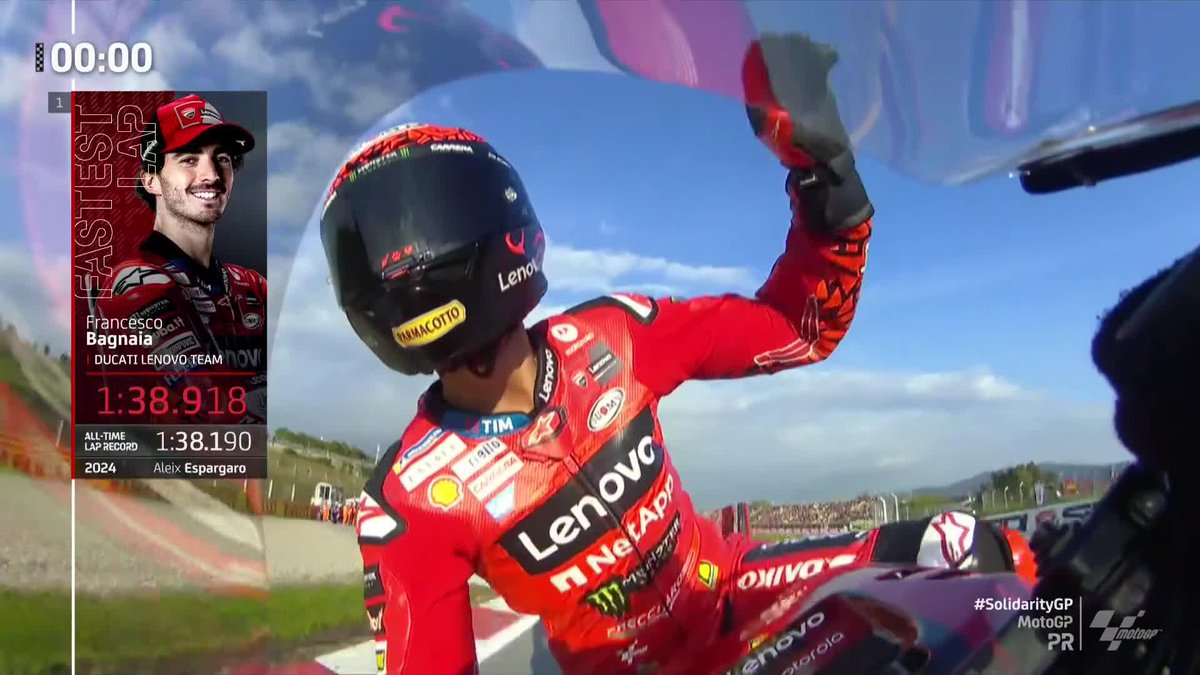 The underdog strikes first in Barcelona 💪 Pecco Bagnaia leads the way into Saturday ✊🔥 #SolidarityGP 🏁
