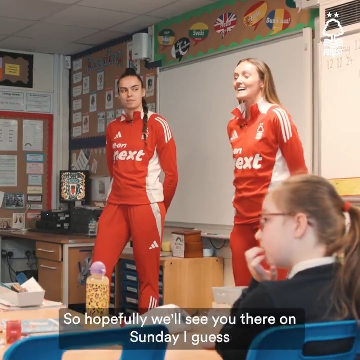 Jess and Hollie made a special visit Crabtree Farm Primary School to answer the young students' questions ❤️ Get your tickets to Sunday's fixture at The City Ground here 👉