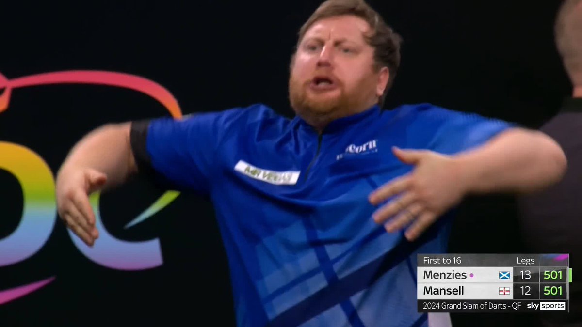 MAGIC FROM MENZIES! Cameron Menzies converts his THIRD ton-plus checkout of the contest to edge back ahead at 13-12! What a reaction! 📺 #GSOD | QFs