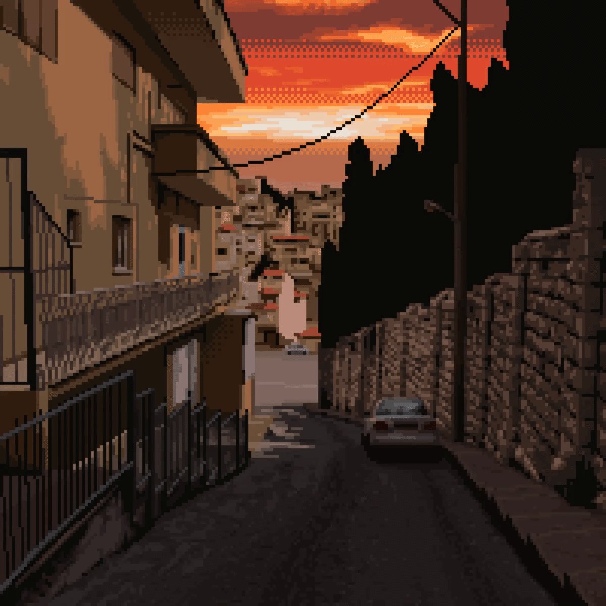 Evening street #pixelart gif + mp4