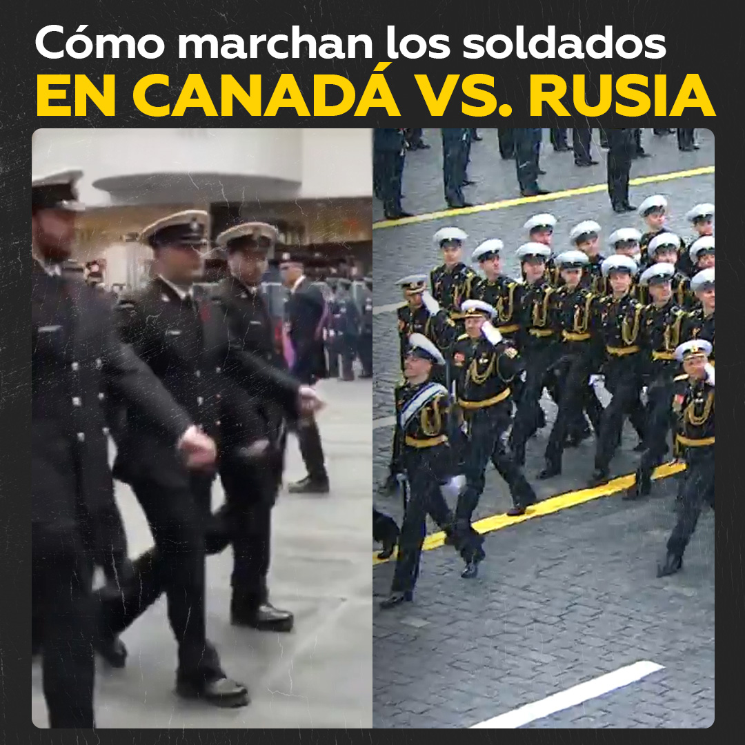👀 Fíjate en lo diferente que marchan los soldados Un video muestra a soldados canadienses marchando en honor al Día del Recuerdo de la Commonwealth, y otro a soldados rusos en conmemoración de la victoria en la Gran Guerra Patria
