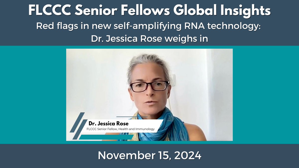 *BREAKING: Red flags in new self-amplifying RNA technology* FLCCC Senior Fellow Dr. Jessica Rose (Jessica Rose 🤙) discusses concerning updates regarding new self-amplifying RNA products being trialed for #H1N1 in humans. Read Dr. Rose's recent articles on this topic on Substack: - Unexplored biosafety issues with respect to self-amplifying (RdRp) RNA-LNP products: - They're trialing self-amplifying RNA-LNP-based products for H5N1 in humans: