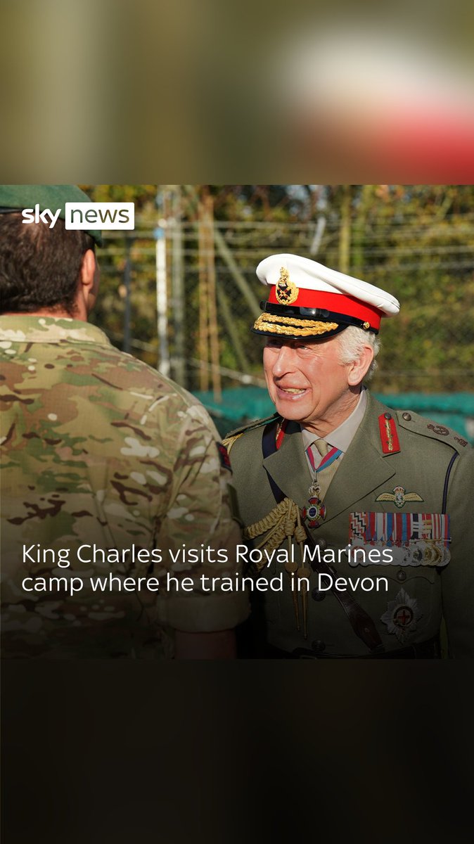 The King met Royal Marine trainees and instructors on a visit to a training centre in Devon. The Commando Training Centre in Lympstone is where the King trained as a helicopter pilot in 1974.