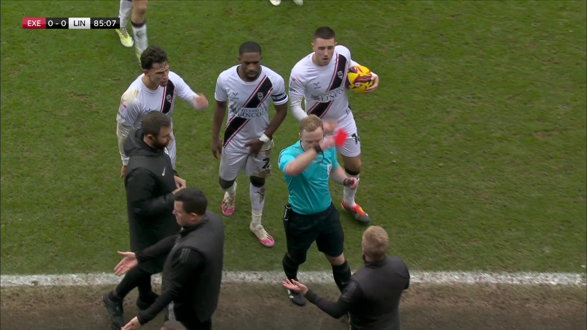 DRAMA on the touchline! Exeter City assistant coach David Perkins is sent off! 🟥