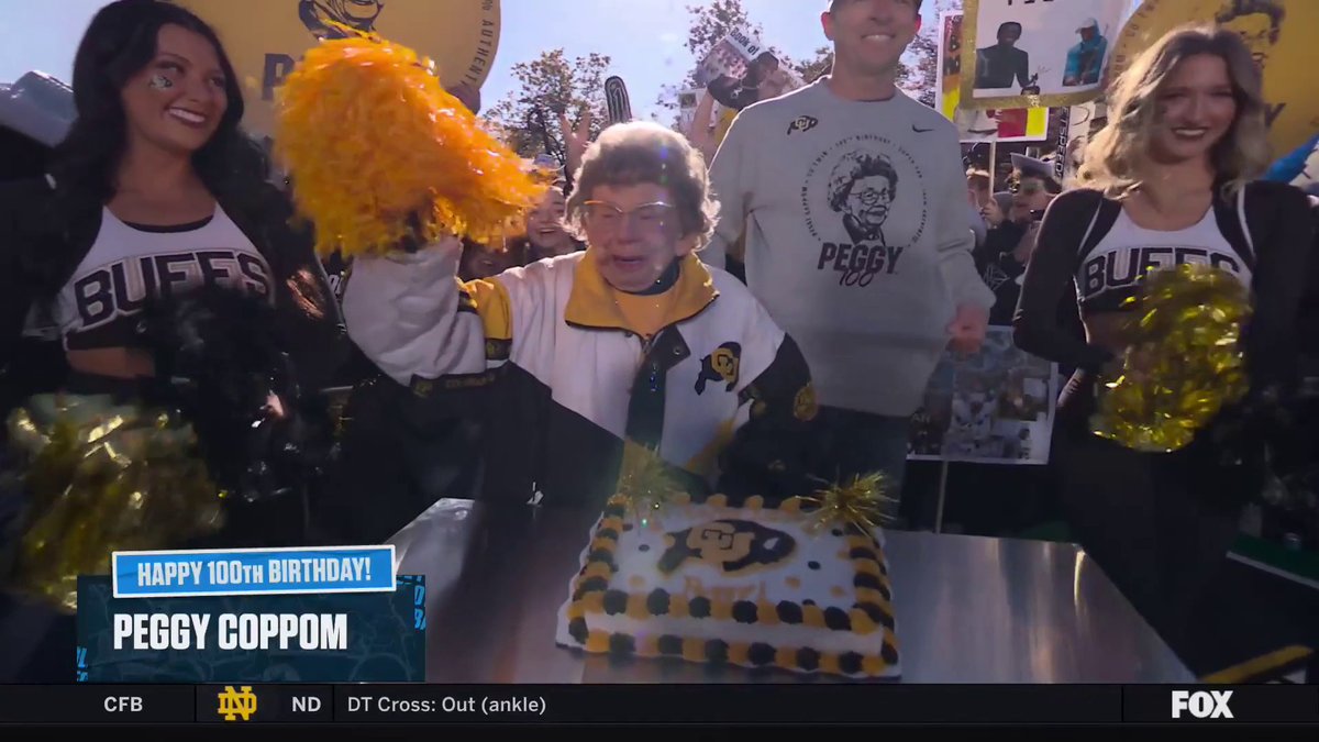 Big Noon Kickoff got Colorado Superfan Miss Peggy a cake for her 100th Birthday ❤️ #SkoBuffs