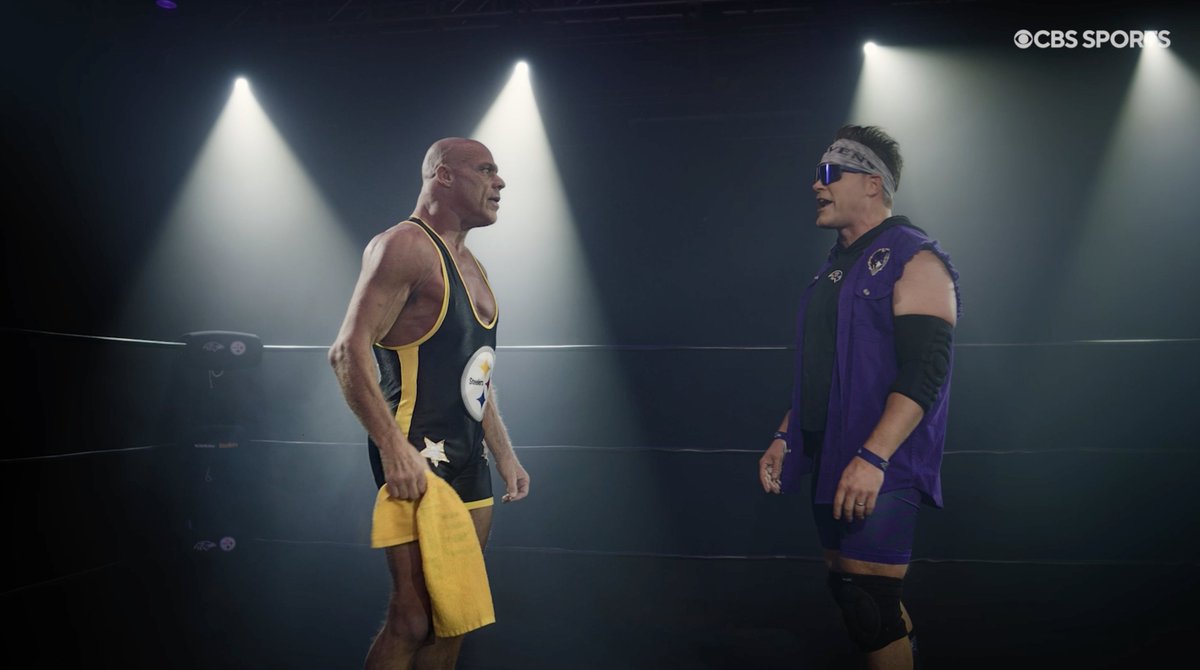 Ravens vs. Steelers I wrestled Kurt Angle. One shot.