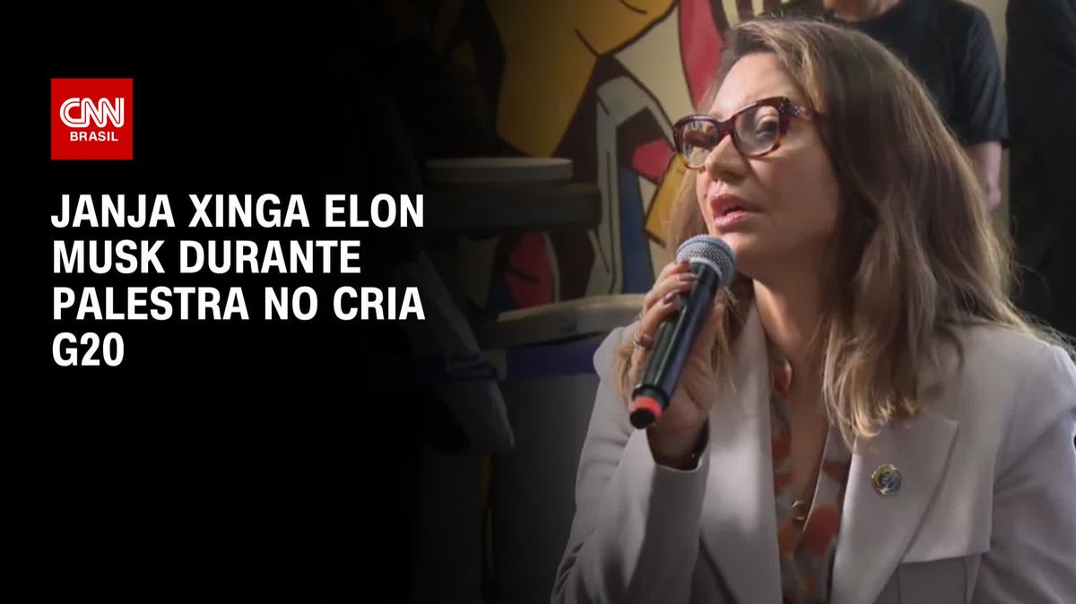 Durante um discurso sobre combate à desinformação no Cria G20, no Rio de Janeiro, a primeira-dama Janja Lula da Silva xingou o empresário Elon Musk, dizendo "fuck you, Elon Musk", após ser interrompida por uma buzina. #CNNBrasilPrimeTime