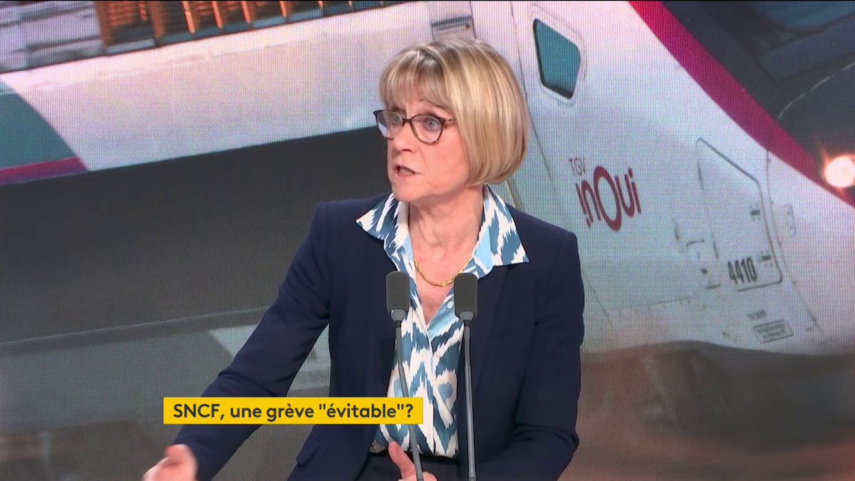 Grève à la SNCF : "On ne peut pas laisser prendre en otage les Français, estime la députée LR Véronique Louwagie. Il faudra probablement encadrer" le droit de grève. #8h30franceinfo
