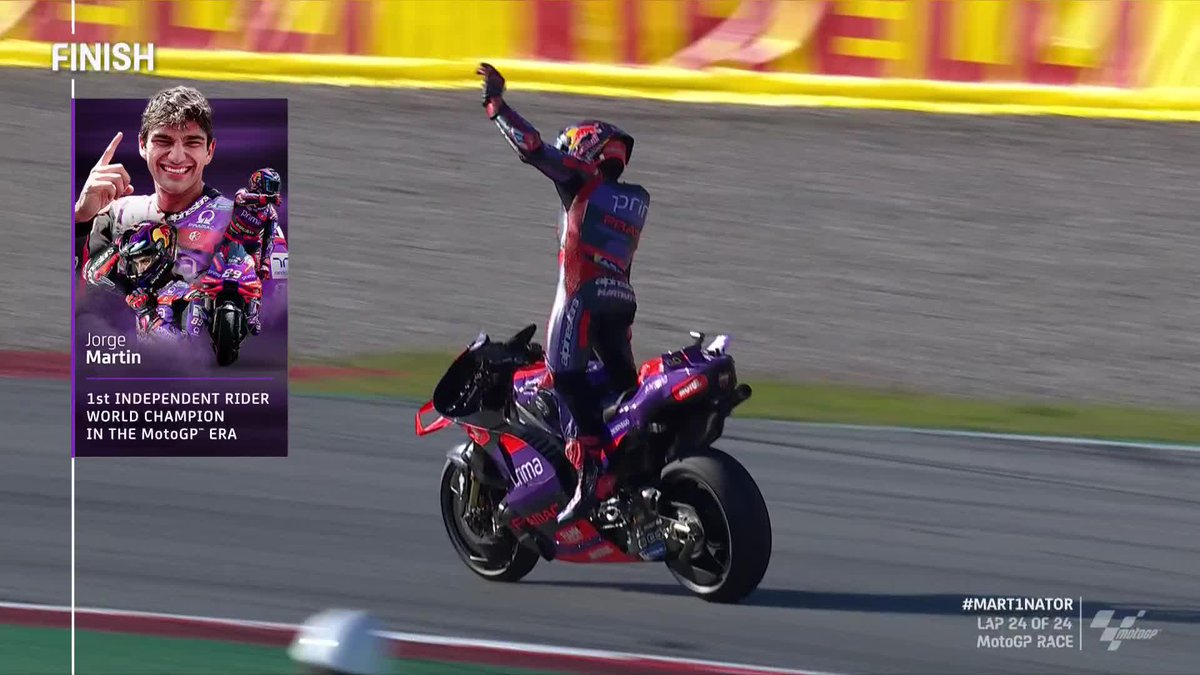 1st INDEPENDENT World Champion in the #MotoGP era 🏆🎉 The achievements aren't over for Jorge Martín Almoguera today! 📌 #MART1NATOR 🦾