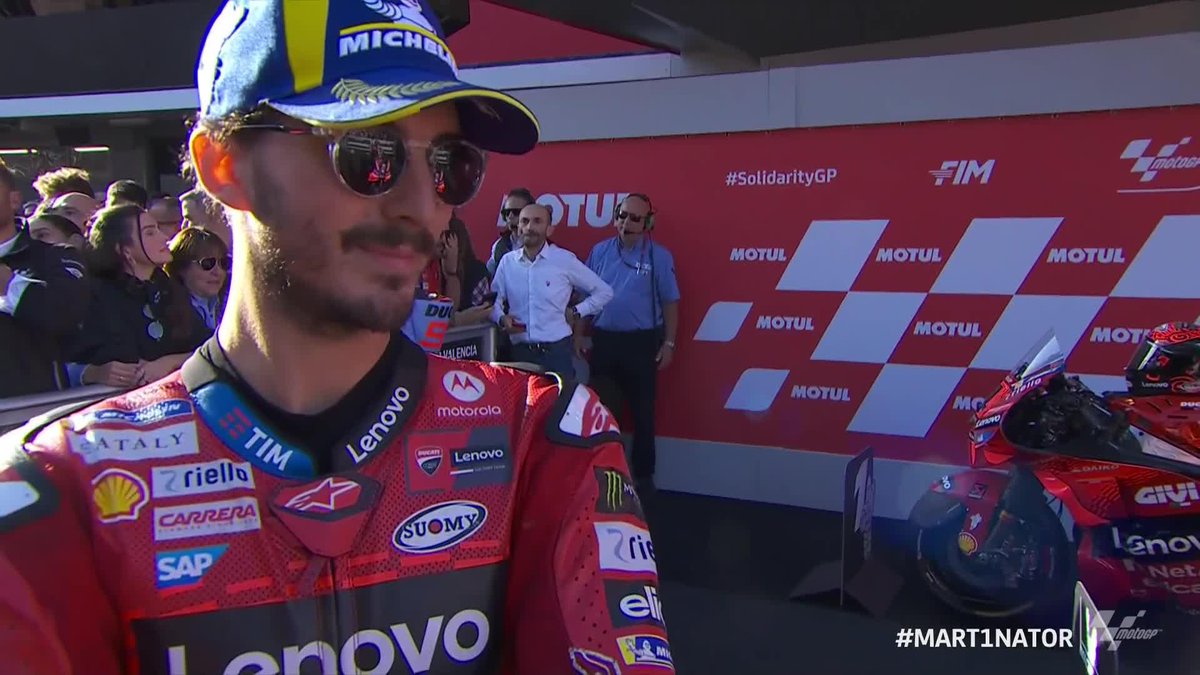 From a Champion to another 🤜🤛 Pecco Bagnaia congratulates Jorge Martín Almoguera 🤝 #SolidarityGP 🏁