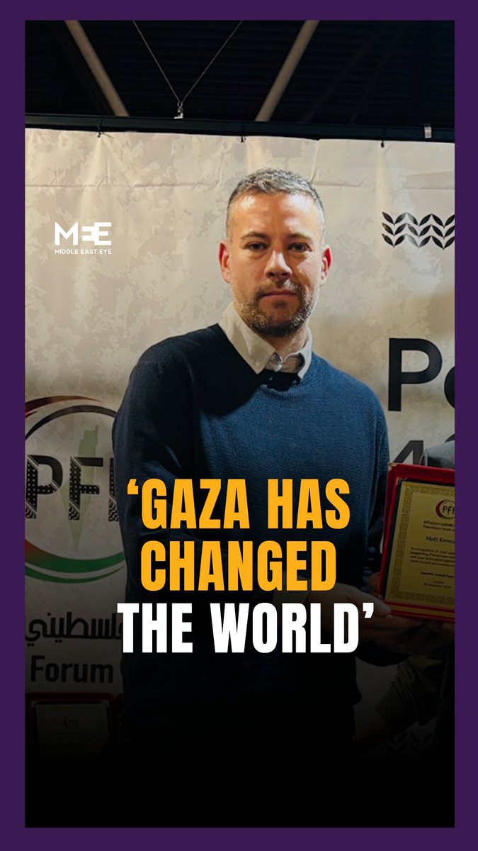 ‘Gaza has changed the world’, says journalist and author Matt Kennard. ‘It exposed all pro-genocide governments around the world. But freedom and justice loving people in their millions are with Palestine,’ Kennard said after receiving an award at an event in London on Saturday