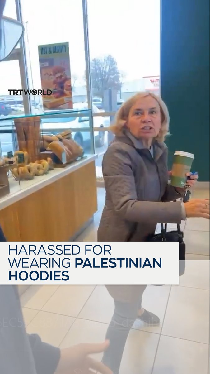 A Palestinian family at a Panera Bread store in Chicago were harassed for wearing hoodies supporting Palestine by a woman who became physical before threatening violence
