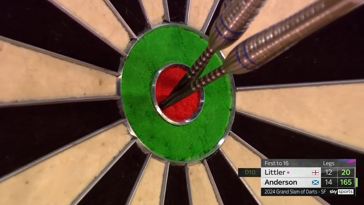 BULL, BULL, BULL! Outrageous stuff from Gary Anderson! The Scot hits three successive bulls to pile the pressure on Littler, but the 17-year-old stands up to the pressure! 📺 #GSOD | SF