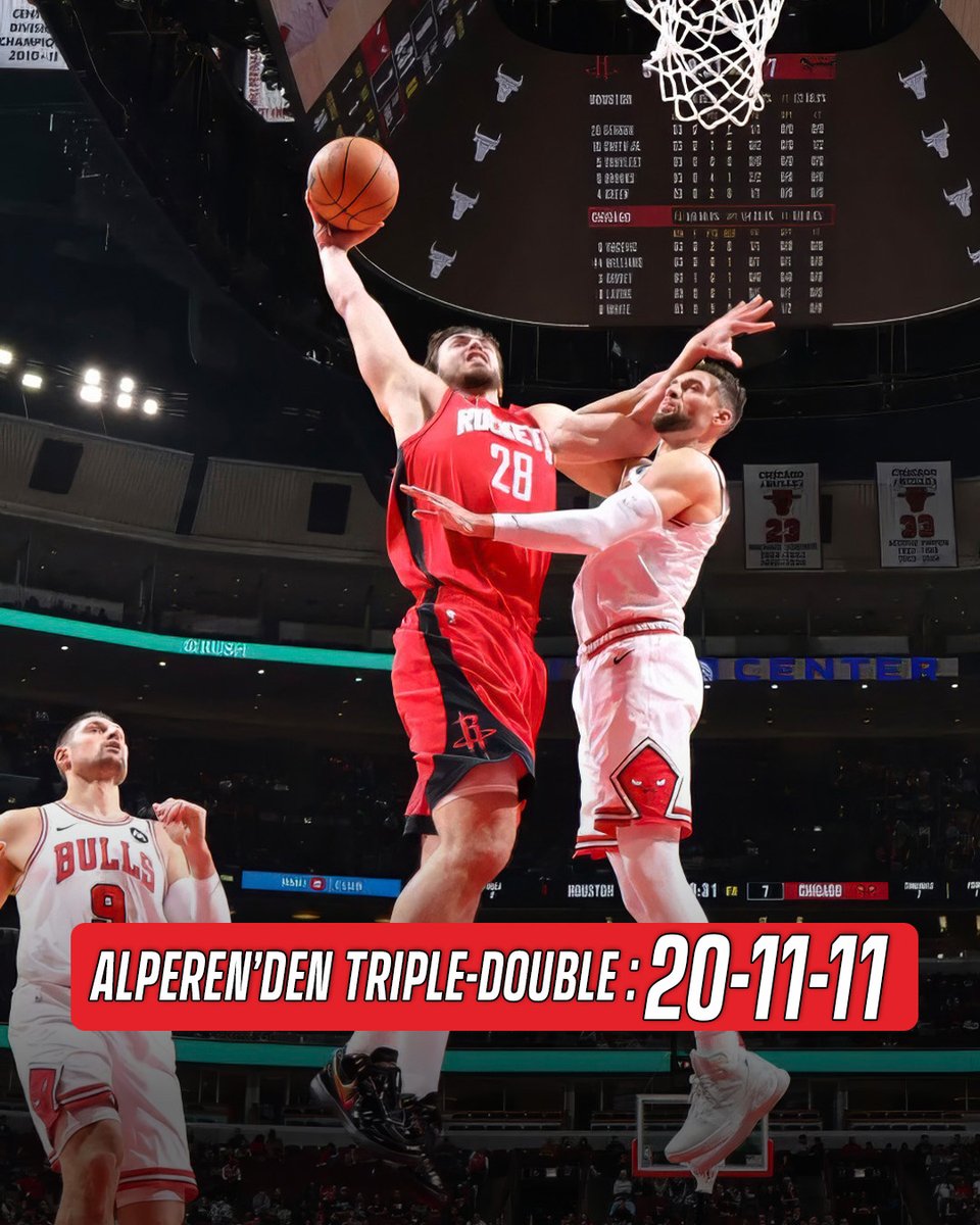 Alperen Şengün, müthiş hareketleriyle TRIPLE-DOUBLE yaptığı maçı All-Star maçına çevirdi. ⭐ 🔥 20 sayı 🔥 11 ribaund 🔥 11 asist 🔥 2 blok 🔥 9/15 şut 🔥 26 dakika 🔥 Galibiyet