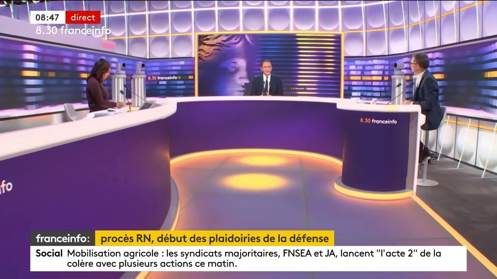 🔴 Procès du RN ➡️ "Dans quelle démocratie au monde, un procureur demande à ce que le leader du principal parti politique d'opposition, la candidate la mieux placée à l'élection présidentielle soit à la fois condamnée à de la prison et à être inéligible ?" dit Laurent Jacobelli.