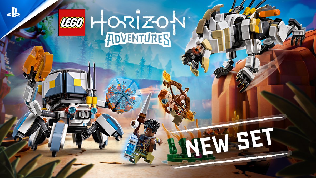 Introducing the #LEGOHorizonAdventures Aloy & Varl vs. Shell-Walker and Sawtooth set. Available to pre-order from today, and on shelves March 1, 2025. Full details: