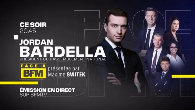 🔴 Jordan Bardella est Face à BFM 🕣 Ce soir, à 20H45 🎙️ Présentée par Maxime Switek #FaceABFM