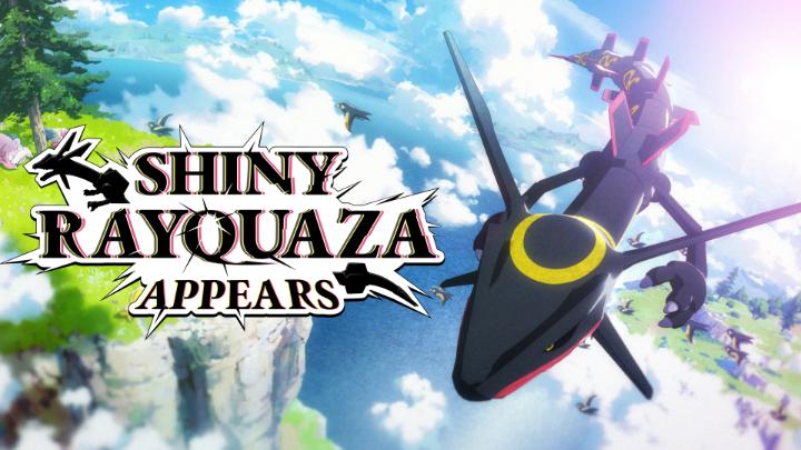 Look to the skies, Trainers! ✨ Shiny Rayquaza has arrived in the Paldea region! #PokemonScarletViolet ❤️💜