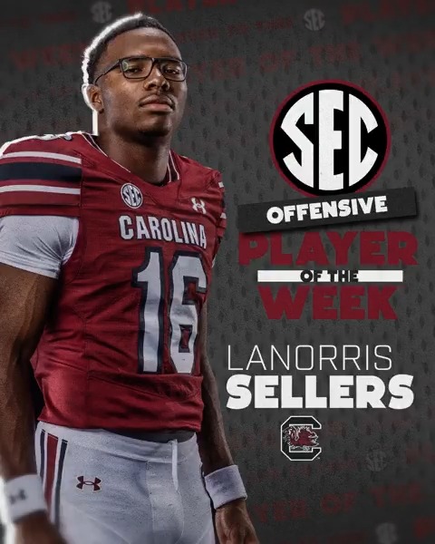 🏈 SEC Offensive Player of the Week: WK 12 🐔 LaNorris Sellers South Carolina Football x #SECFB