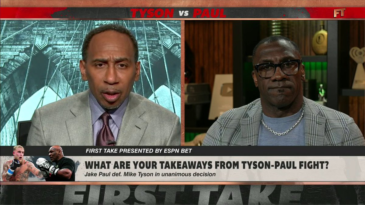 "Under no circumstances do I believe it was something that was preordained, but I believe that when Jake Paul was in the ring with Mike Tyson, there was something that said to him, 'I can't do this. I'm not going to try to knock him out. He's Mike Tyson.'" —Stephen A Smith