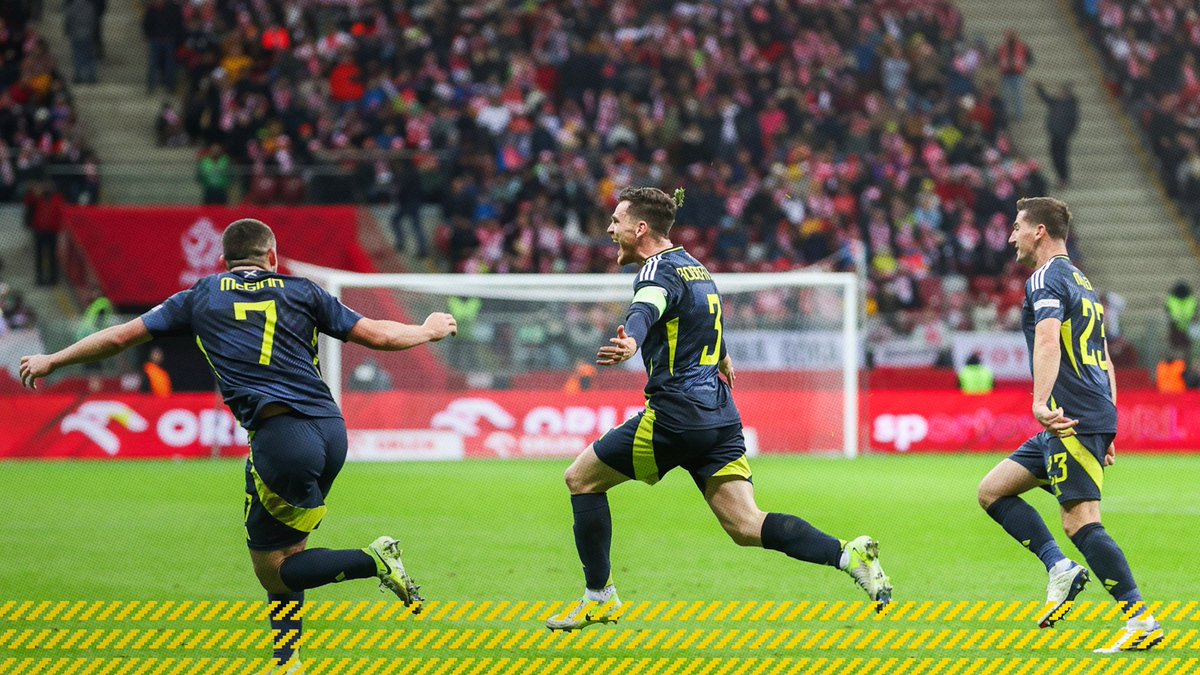 Andy Robertson's first Scotland goal in five years... ...and what a time to get it 😍 #POLSCO