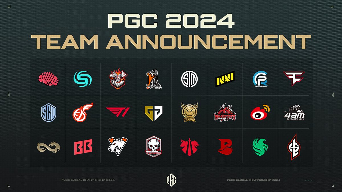 24 teams in PGC 2024 🪖 🏆 PUBG Global Championship 2024 🗓️ 9th - 22nd December 📍 Kuala Lumpur, Malaysia 💰 $1,500,000 #PUBG #PUBGEsports #PGC