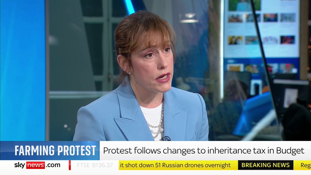 "The impact of this policy is not understood by treasury ministers and Rachel Reeves." Shadow Environment Secretary Victoria Atkins has urged Labour to rethink its policy on changes to inheritance tax for farmers ahead of today's protest. 📺 Sky 501
