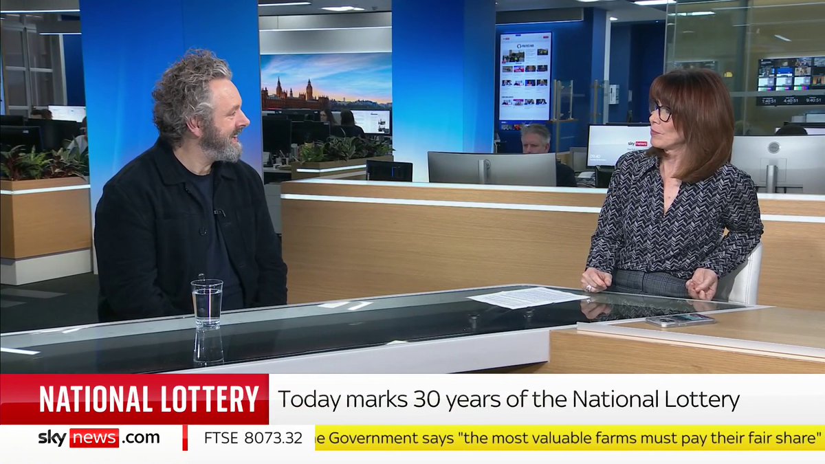 Today marks 30 years of the National Lottery. Actor michael sheen 💙 is an ambassador and says being involved has changed the focus of his career. #KayBurley OM