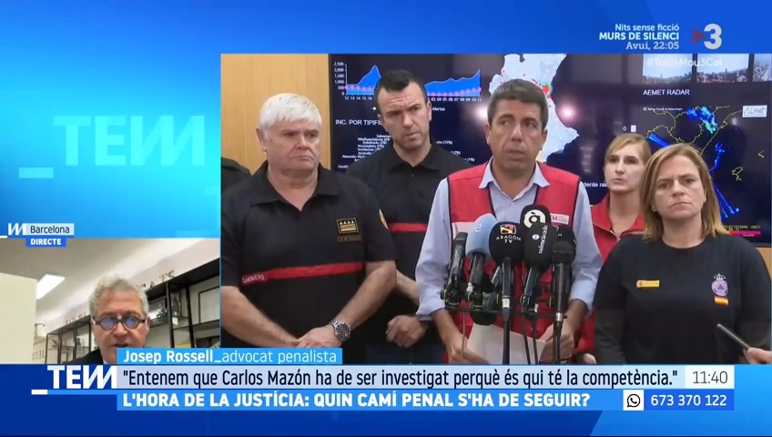🔴 Presentaran una denúncia contra Mazón per homicidi imprudent “No acusem Mazón d’assassinat, sinó d’homicidi per imprudència agreujat pel nombre de morts”, Josep Rossell, advocat penalista #TotEsMou3Cat ▶