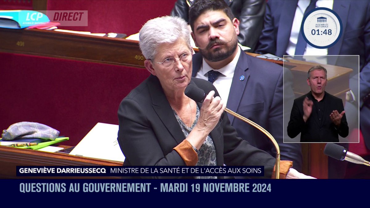 Hôpital public : Si elle reconnaît qu'il y a des "difficultés dans certains secteurs", Geneviève Darrieussecq aimerait qu'on "arrête de dire que notre hôpital est à la dérive et ne va pas bien". #DirectAN #QAG