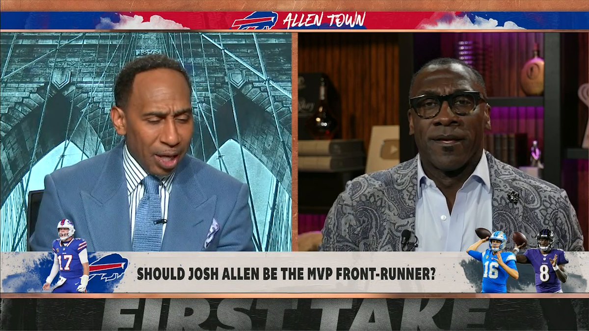"Ain't no way in hell Lamar Jackson is ahead of Josh Allen for league MVP honors right now." 😳 shannon sharpe and Stephen A Smith debate who the favorite should be for NFL MVP after Week 11 👀