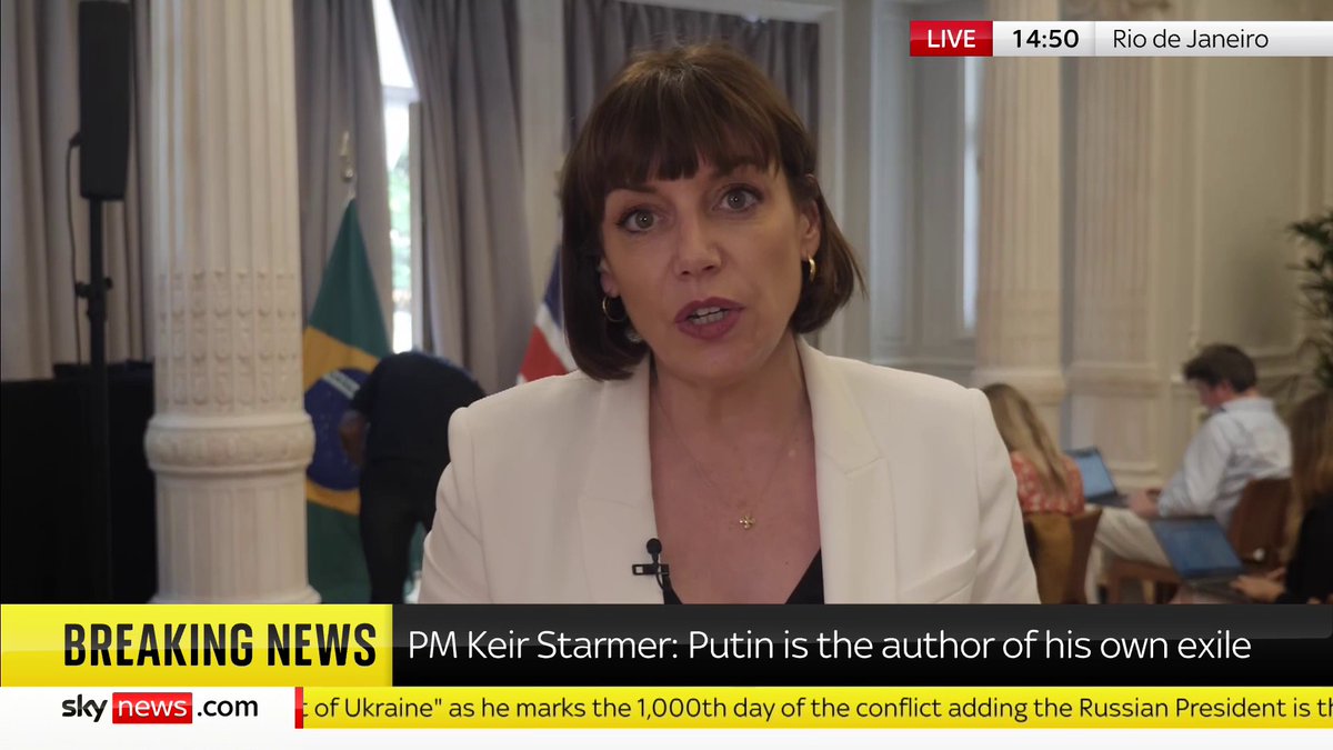 Sir Keir Starmer has told Vladimir Putin to "get out of Ukraine" while speaking at the G20 summit. Beth Rigby is live from Rio de Janeiro with the latest 👇 📺 Sky 501, Virgin 602, Freeview 233 and YouTube