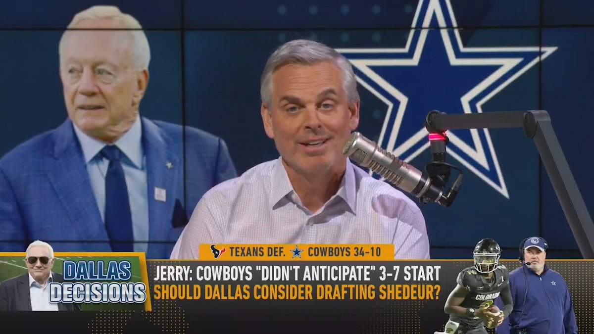 "I would go get Deion Sanders. I would pick Shedeur Sanders. If I had to give up Micah Parsons and three firsts, I would do it." — @ColinCowherd on the 3-7 Cowboys