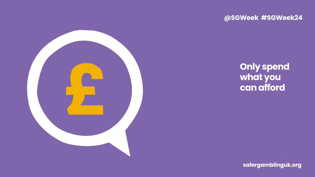 Remember, gambling should never impact your financial well-being. Set a budget you're comfortable with—and stick to it. Only spend what you can afford! #SGWeek24